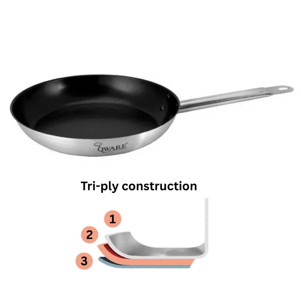 Qware 2848N Stainless Steel Sandwich Bottom Non-stick Frying Pan