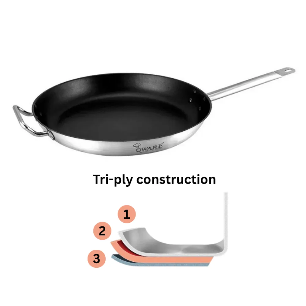 Qware 3250N Stainless Steel Sandwich Bottom Non-stick Frying Pan