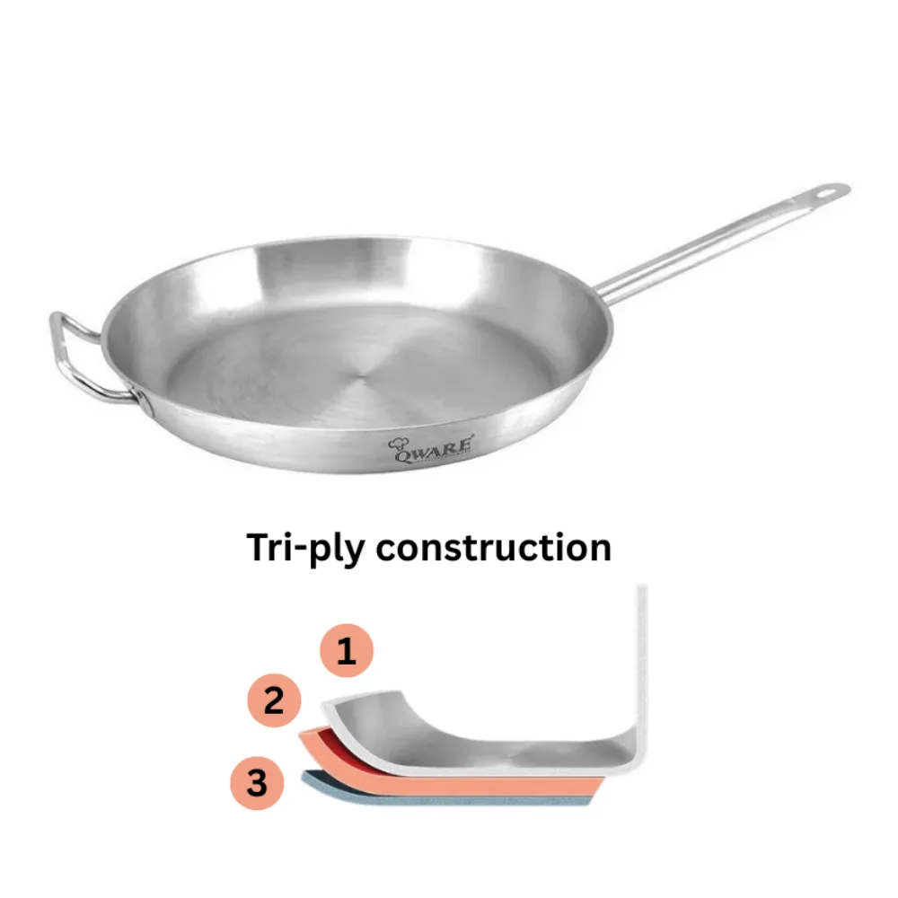 Qware 3250 Stainless Steel Sandwich Bottom Frying Pan