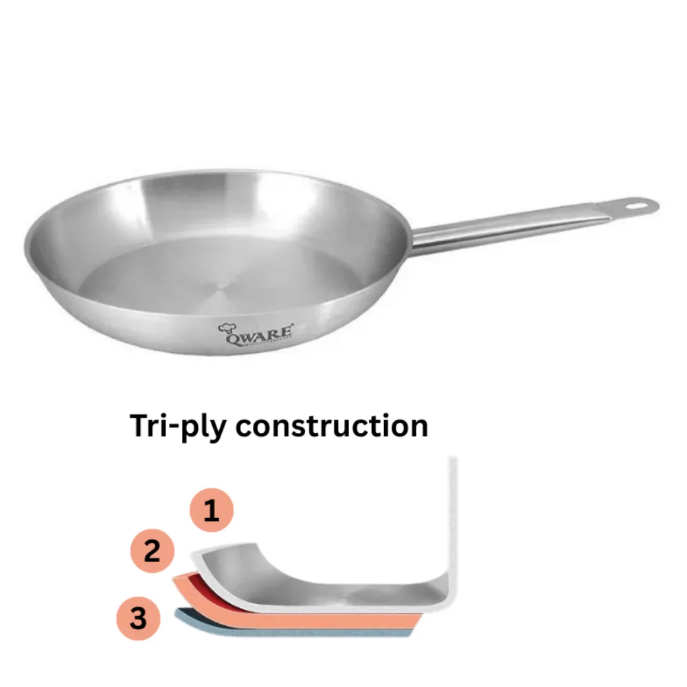 Qware 2848 Stainless Steel Sandwich Bottom Frying Pan