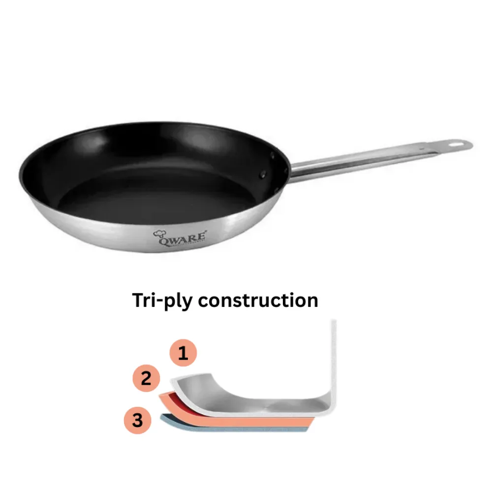 Qware 2647N Stainless Steel Sandwich Bottom Non-stick Frying Pan
