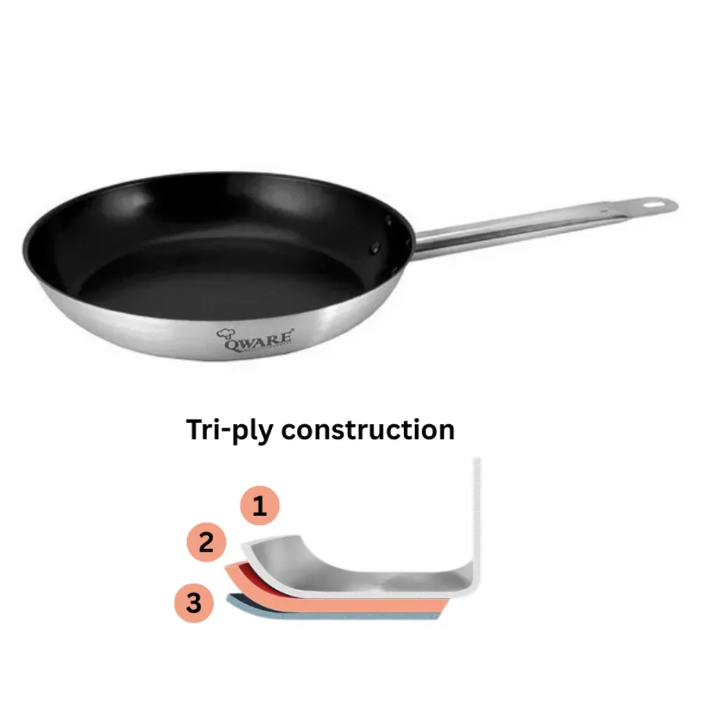 Qware 3049N Stainless Steel Sandwich Bottom Non-stick Frying Pan