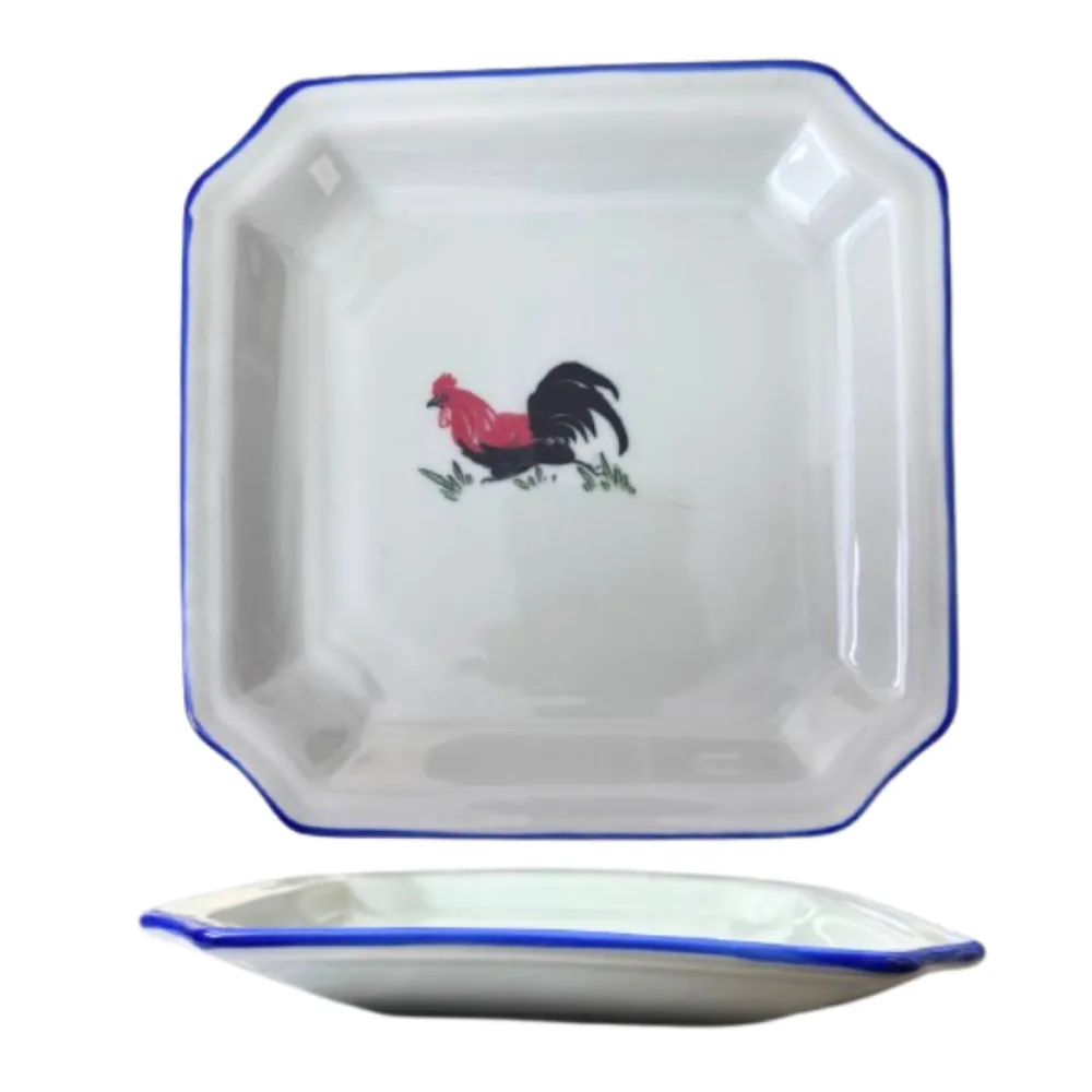 7.5" Traditional Rooster Plate With Edge Design