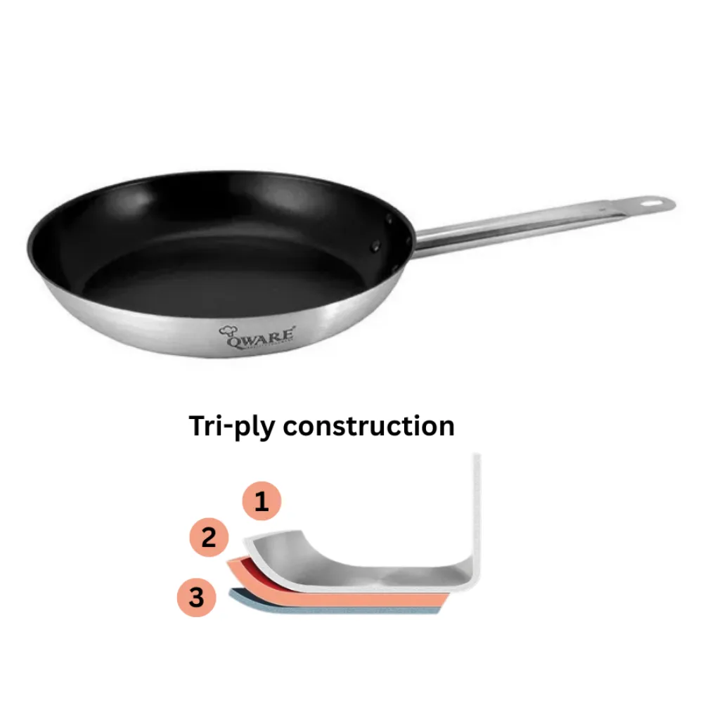 Qware 2445N Stainless Steel Sandwich Bottom Non-stick Frying Pan