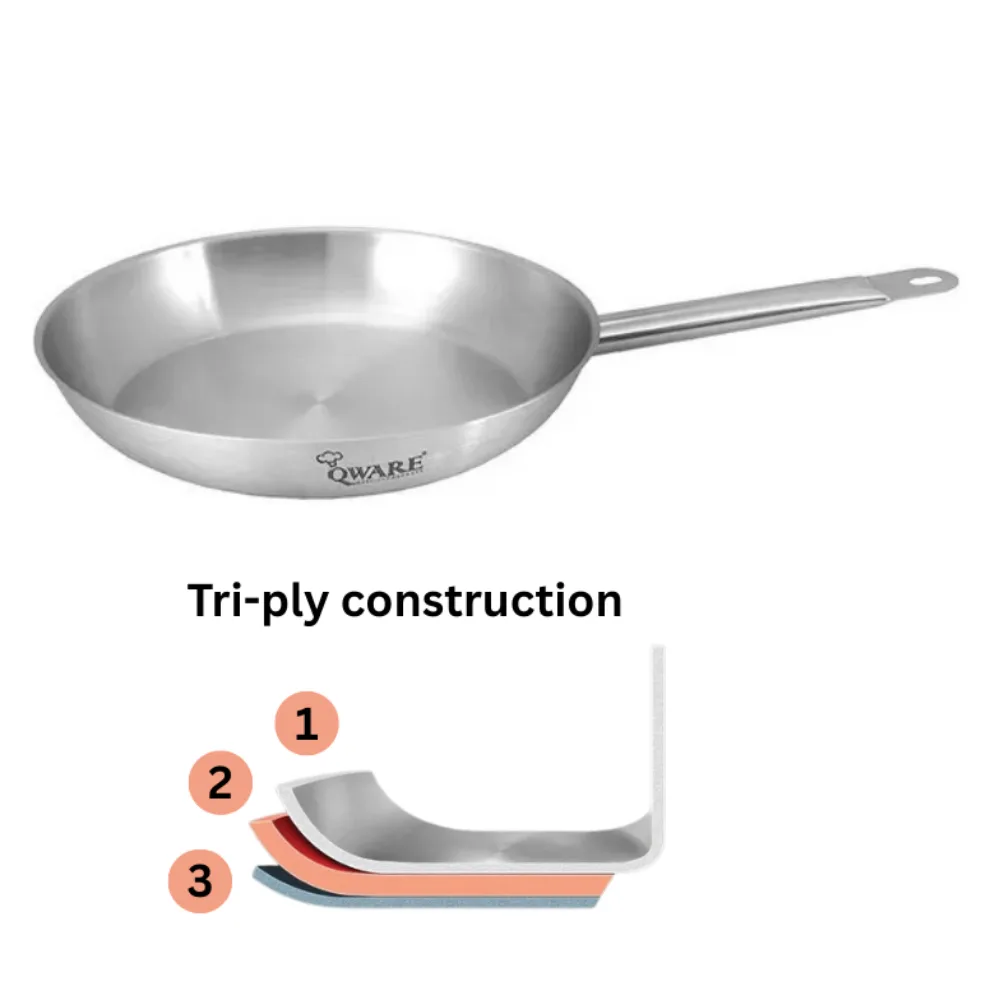 Qware 3049 Stainless Steel Sandwich Bottom Frying Pan