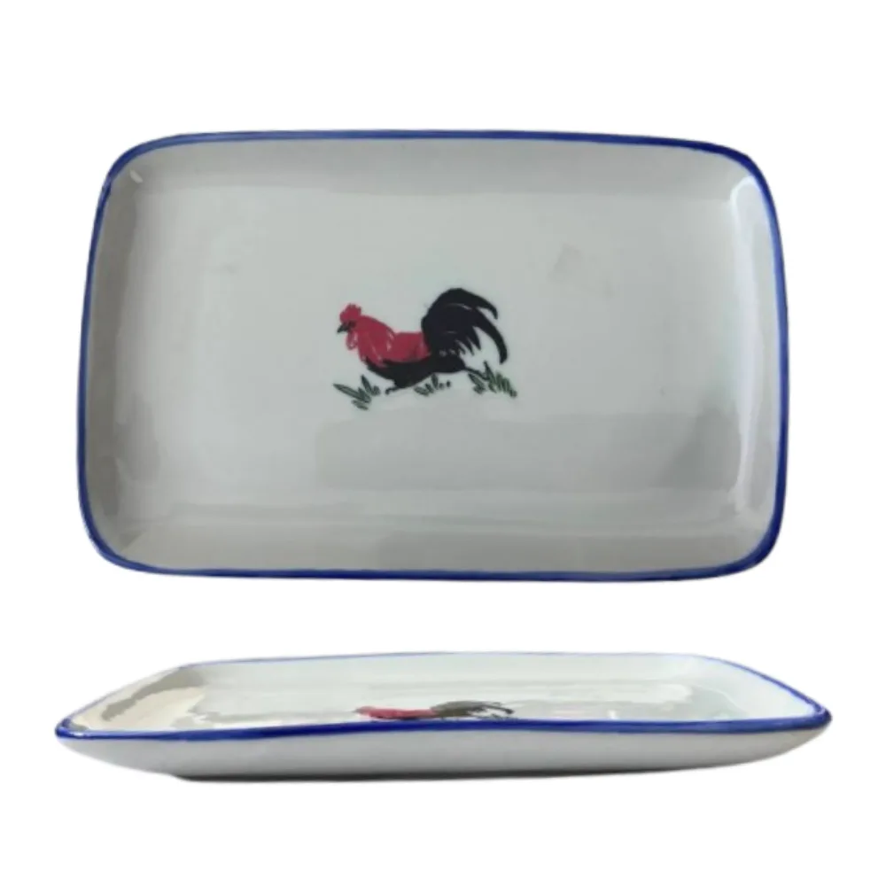 9" Traditional Rooster Rectangular Plate